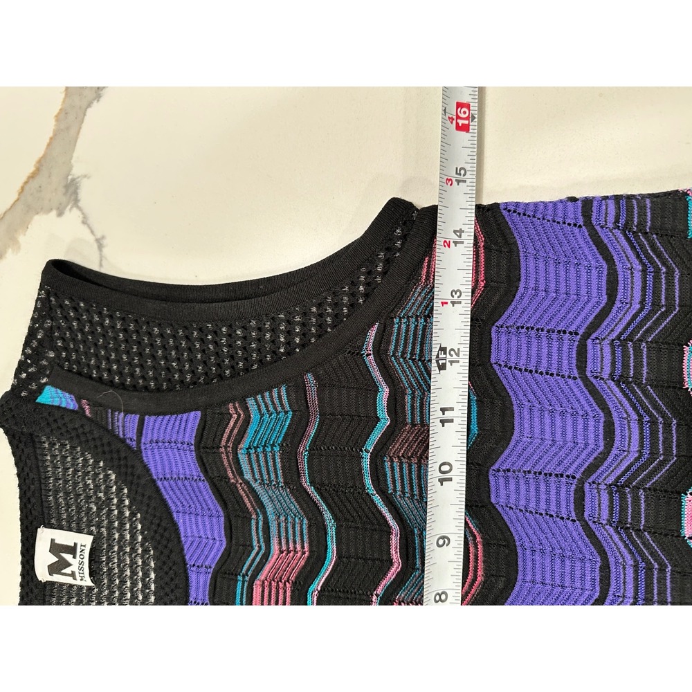 M Missoni Zigzag Knit Sleeveless Dress Purple Blue Black IT 40 US 4 - Picture 2 of 5